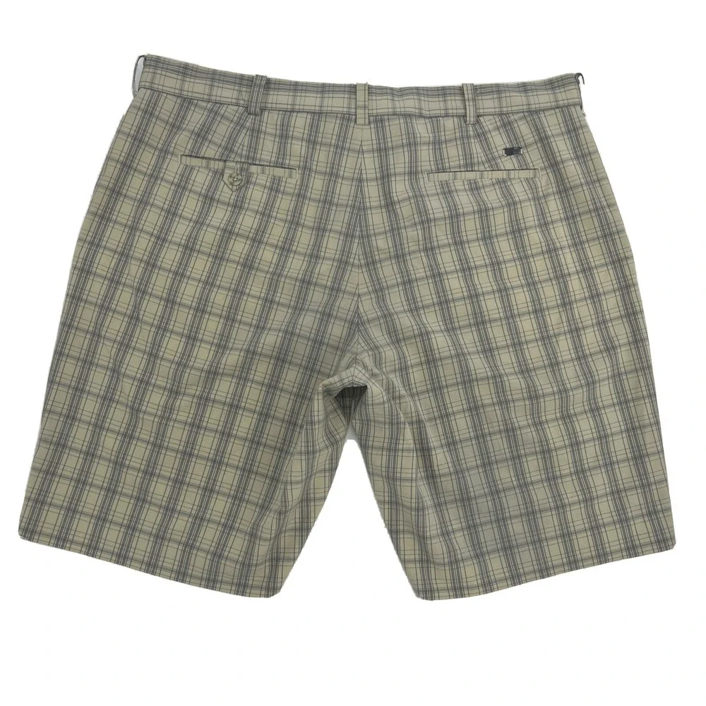 Nike Tiger‎ Woods Collection Shorts 40 Beige Plaid Flat Front Golf